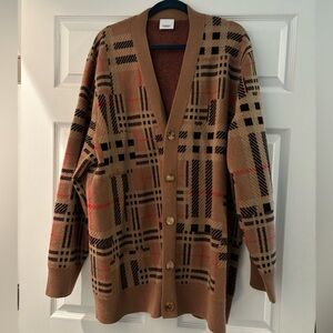 Men’s Burberry Cashmere Jacquard Check Cardigan